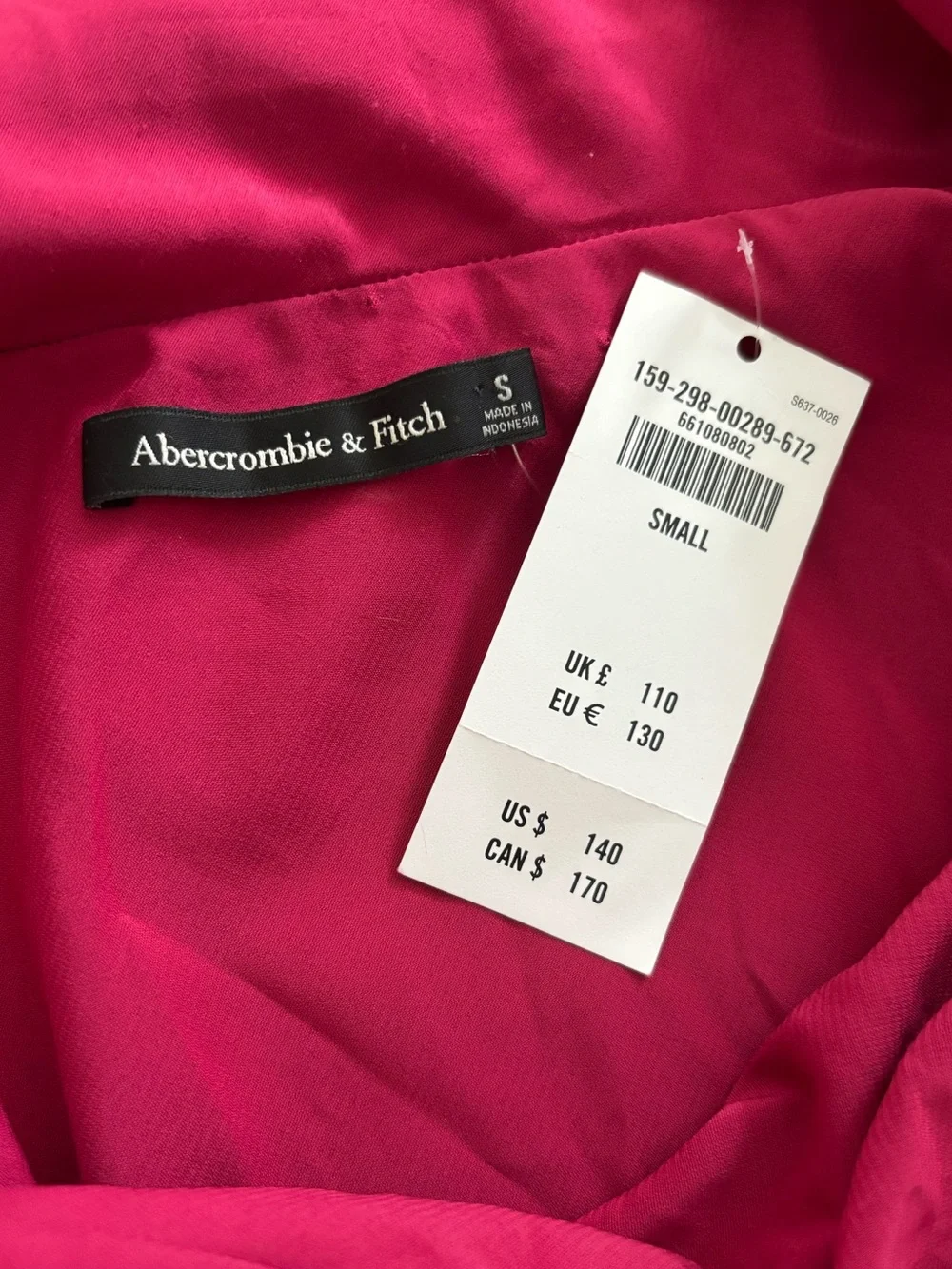 Abercrombie & Fitch Deep Pink Draped V-Neck Maxi Dress